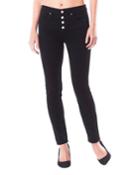 High-rise Skinny Jeans With Exposed Button Fly, Black