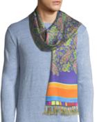 Sciarpa Men's Paisley And Stripe Fringe