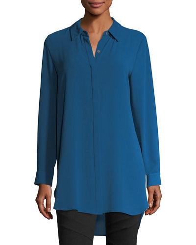 Long-sleeve Button-front Tunic