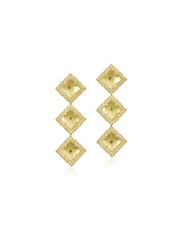 Triple Panashri Drop Earrings With Diamonds