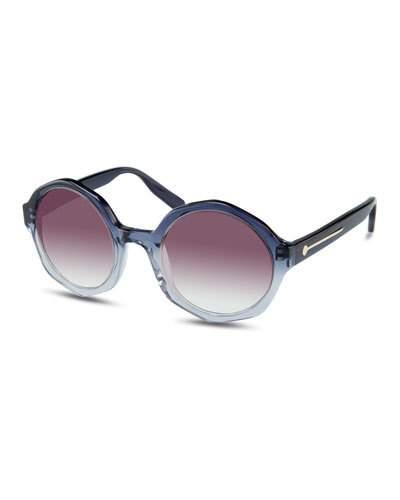 Sarai Faceted Round Acetate Sunglasses, Gradient Blue
