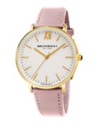36mm Roma Classic Leather Watch, Pink/gold