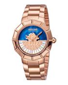 37mm Men's Bracelet Watch W/ Rotating Diamond Dial, Pink Gold