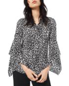 Cheetah-print Crushed Bell-sleeve