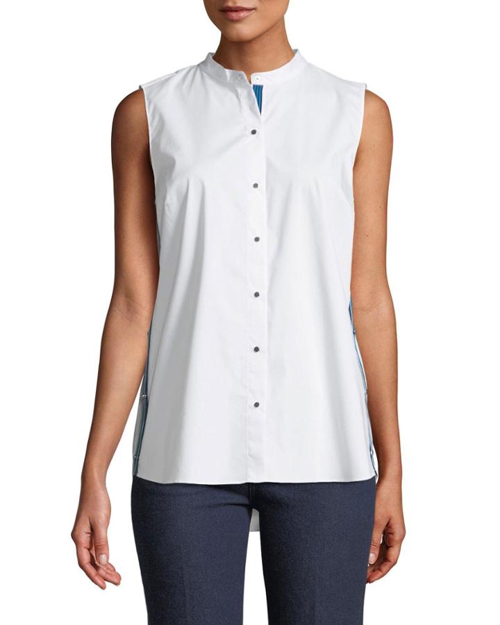 Poplin Blouse W/ Contrast