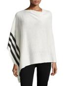Striped Cashmere Poncho, Black/white
