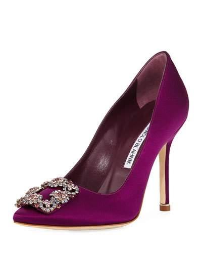 Hangisi 105mm Satin Embellished Pump, Bright Purple