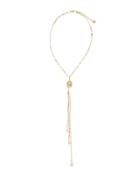Disc Chain Y-drop Moonstone & Pearl Necklace