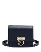Grained Leather Crossbody Bag, Navy