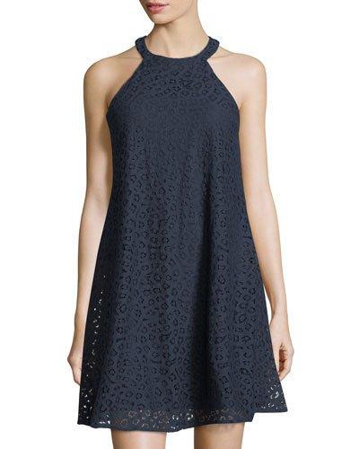 Halter-neck Lace A-line Dress