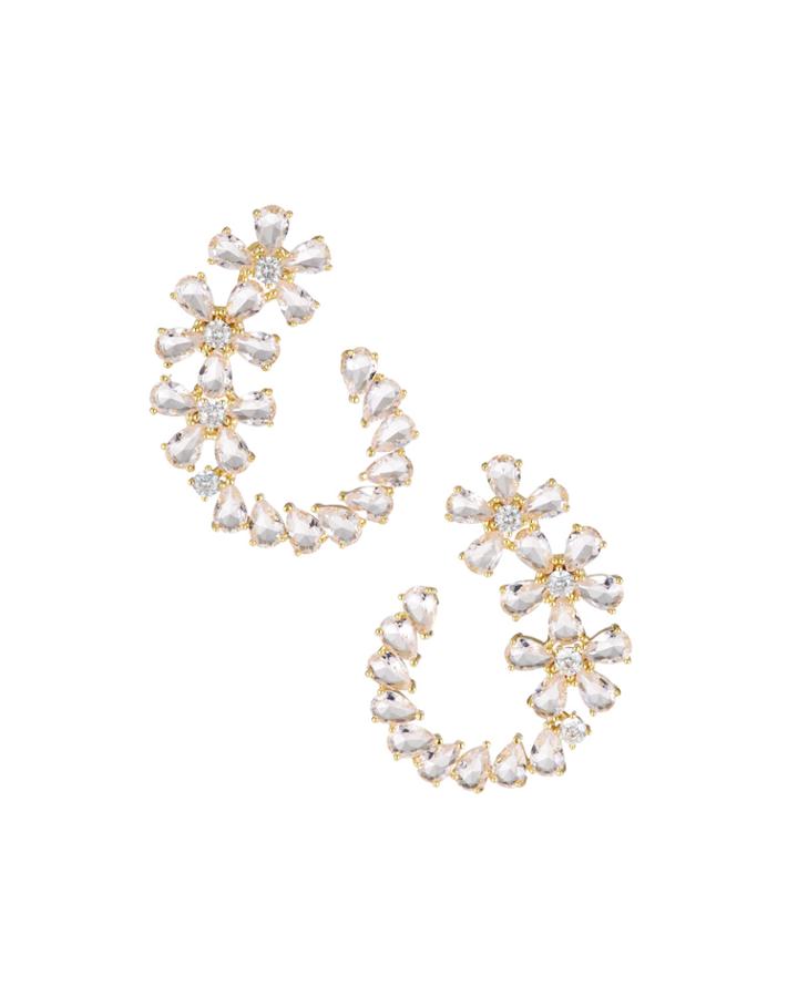 Ice Flower Front-facing Hoop Earrings