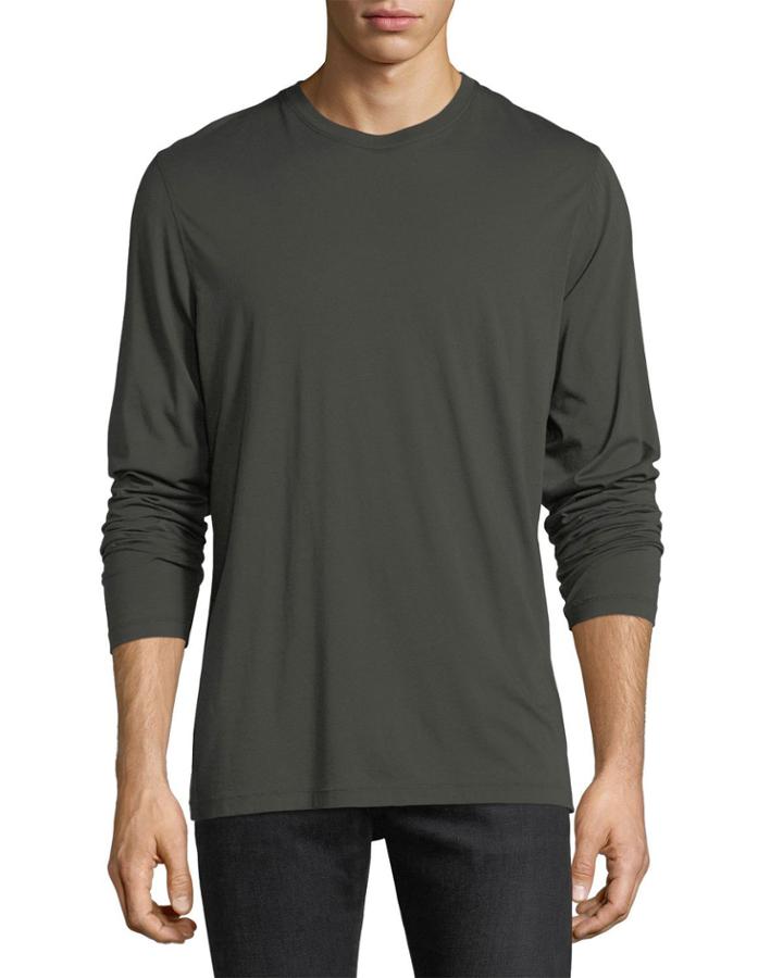 Raw-edge Long-sleeve Crewneck T-shirt
