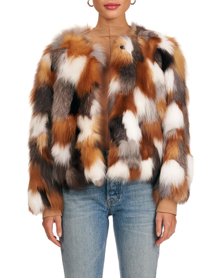 S-cut Silver & Red Fox Fur Jacket