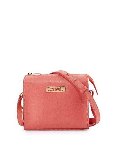 Saffiano Leather Small Crossbody Bag, Corallo