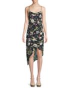 Reena Draped Floral Open-back Dress