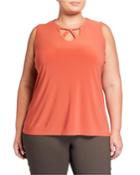 Plus Size Triple Keyhole Solid Interlock Knit Top