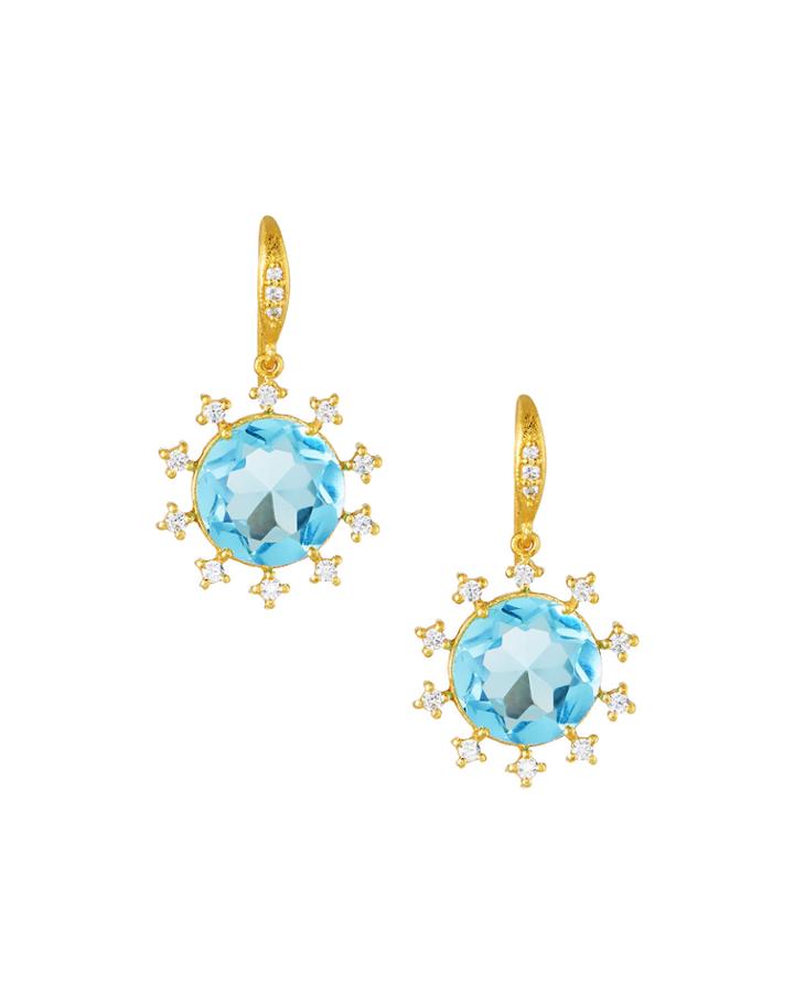 Cubic Zirconia Starburst Earrings, Blue