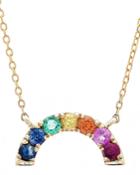 14k Rainbow Stone Pendant Necklace