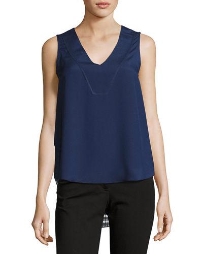 V-neck Openwork-mesh Blouse