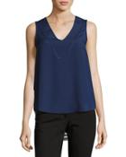V-neck Openwork-mesh Blouse