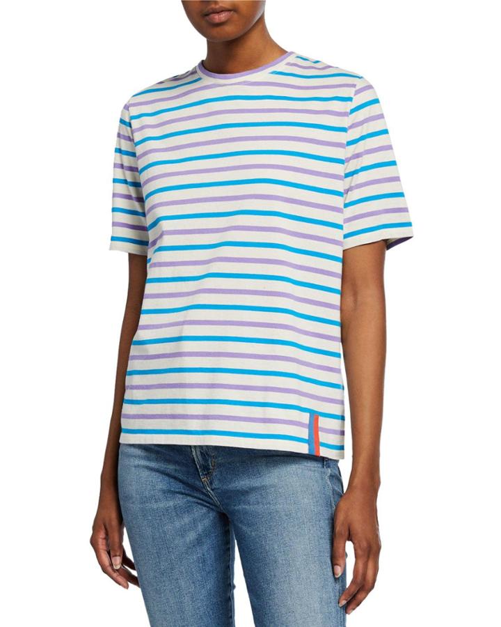 Striped Crewneck Short-sleeve Cotton Tee