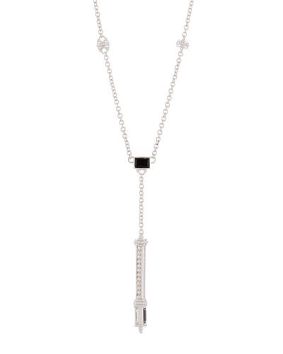 Lariat Necklace W/ Long Bar Drop & Onyx Baguettes
