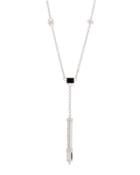 Lariat Necklace W/ Long Bar Drop & Onyx Baguettes