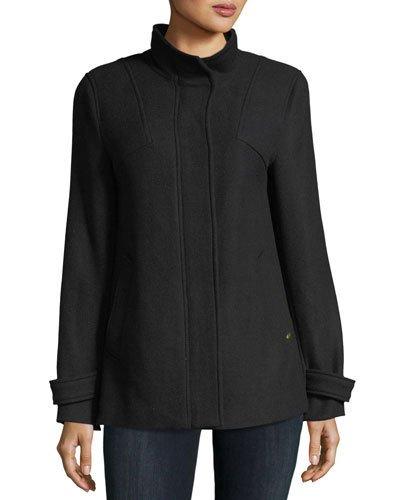 Zip-front Wool-blend Coat