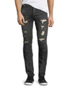 Distressed Slim-straight Jeans With Metallo Backing