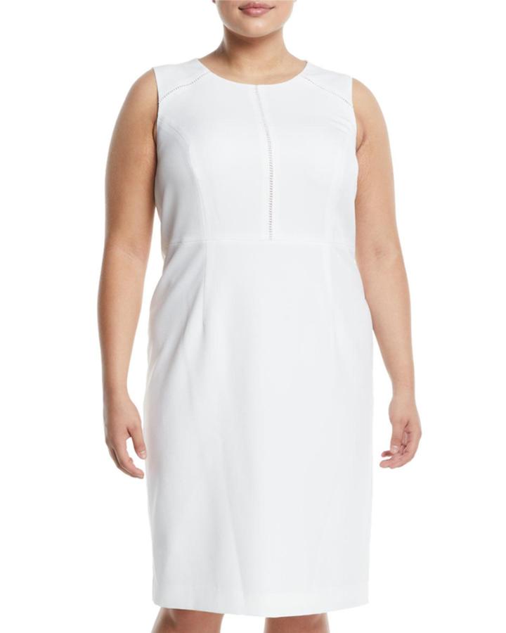 Sleeveless Stretch-crepe Ladder-stitch Dress,