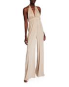 Halter-neck Open-back Wide-leg