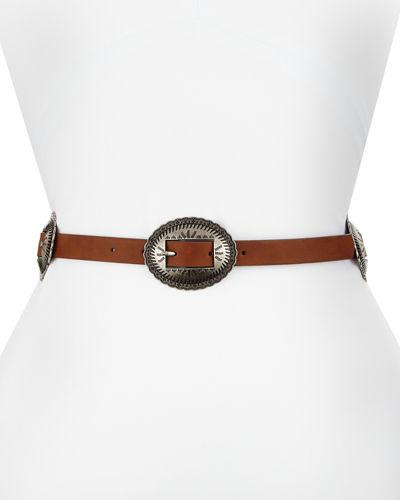 18mm Skinny Faux-leather Concho Belt