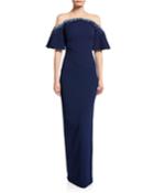 Off-the-shoulder Crystal-embellished Gown