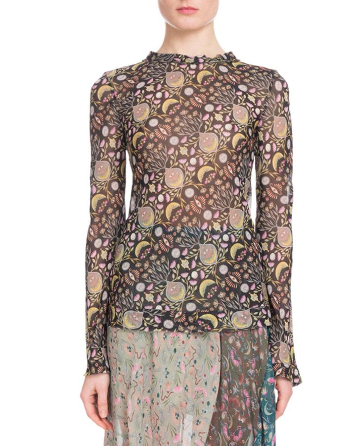 Blossom-print Viscose Georgette Blouse