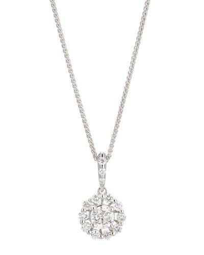 18k Round White Diamond Pendant Necklace,