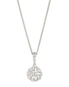 18k Round White Diamond Pendant Necklace,