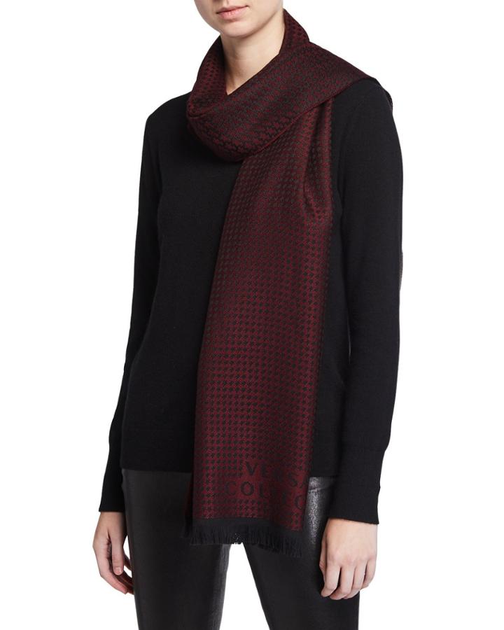 Houndstooth-print Wool