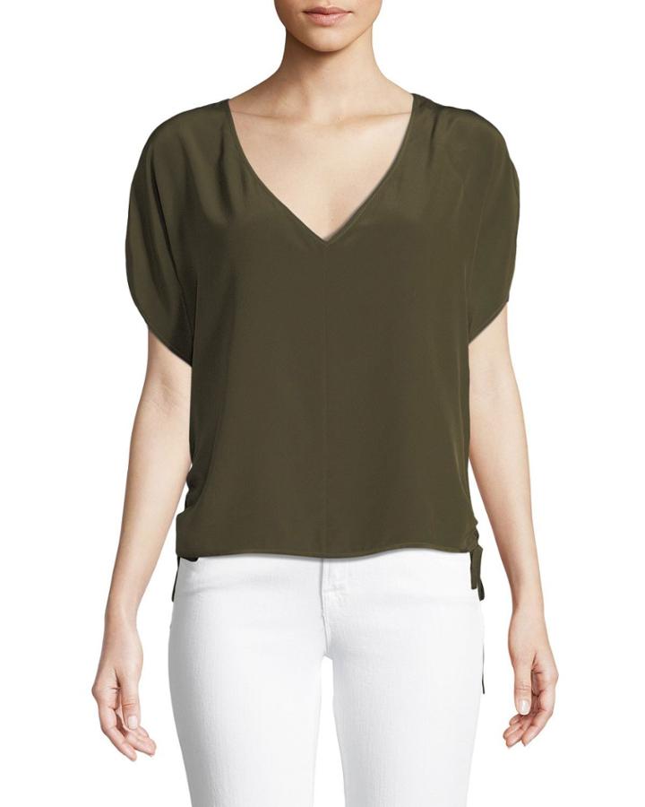 Viscose/silk Tie-hem Dolman Top