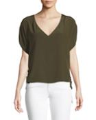 Viscose/silk Tie-hem Dolman Top