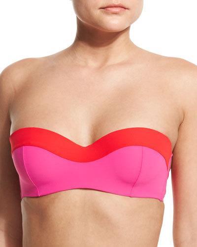 Laurito Colorblock Underwire Bandeau Swim Top, Fiesta/red
