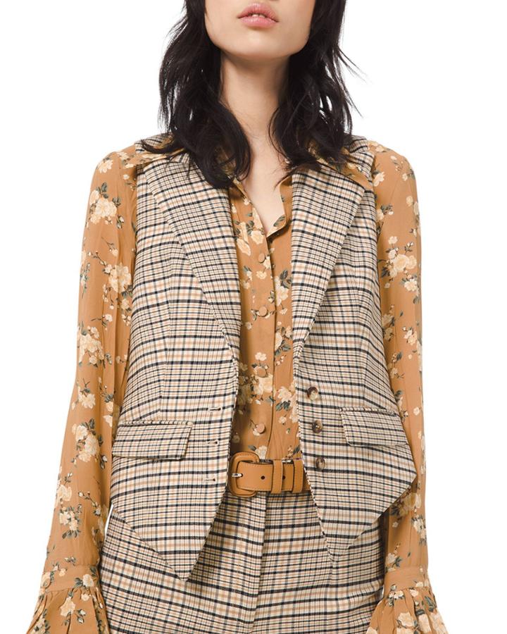 Plaid Stretch Wool Vest