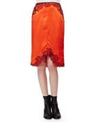 Izabella Lace-trim Silk Skirt,