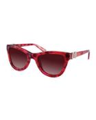 Ipanema Marbled Acetate Cat-eye Sunglasses, Red Aquarelle