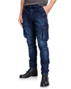 Men's Dark Wash Denim Cargo Jeans