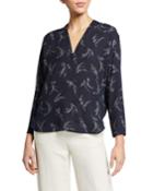 Spring Floral Long-sleeve Popover Top
