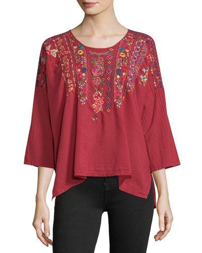 Sima Embroidered Flowy Blouse