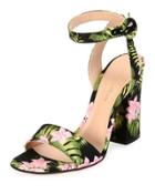 Tandi Floral Ankle-wrap 100mm Sandal, Pink/green