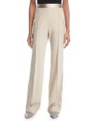 Pintuck High-waist Stretch-wool Poplin Tuxedo Track Pants