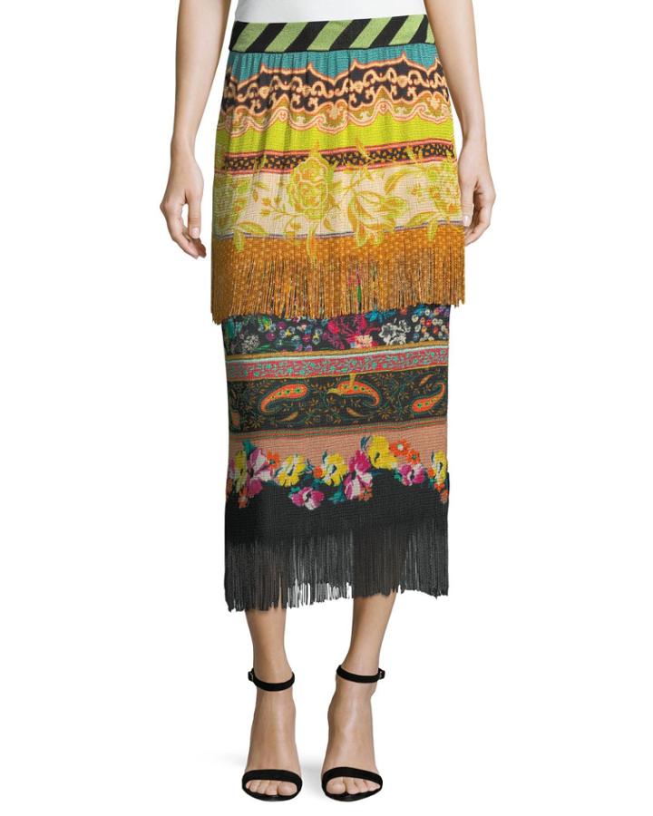 Two-tier Knit Combo Print Fringe