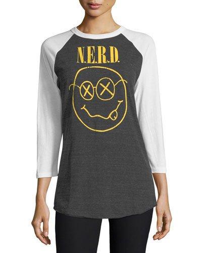 3/4-sleeve Nerd-graphic Tee
